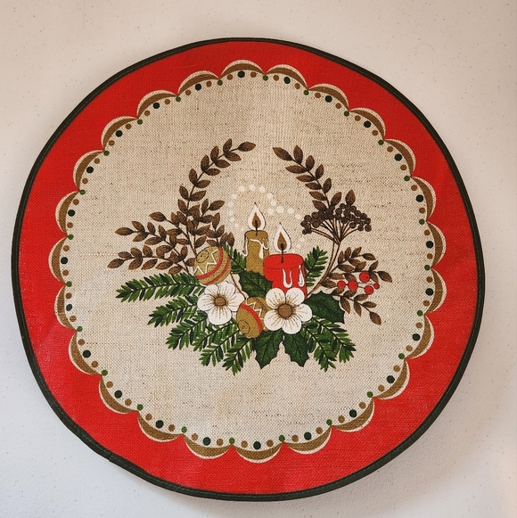 Vintage Scandinavian Christmas Round Placemats Set Of 4 Traditional Jute Rustic - Picture 3 of 5